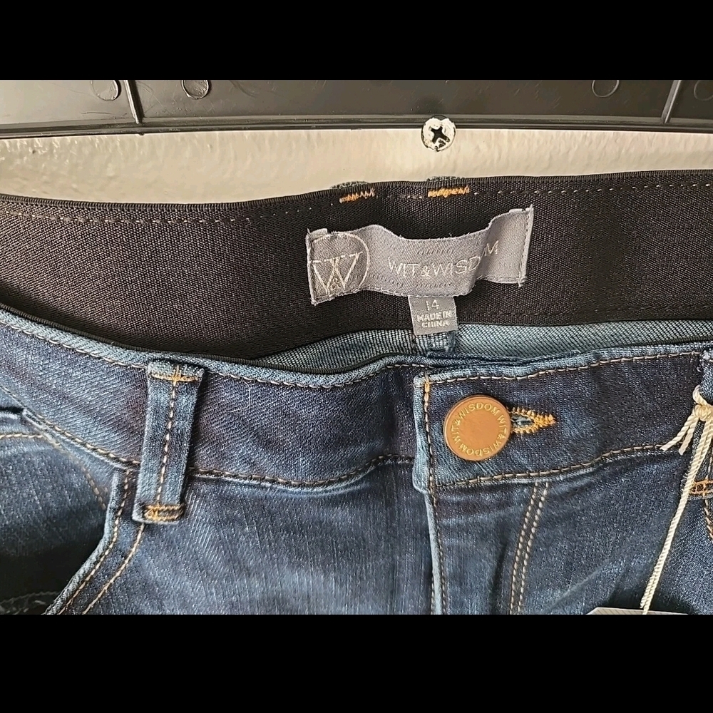 Wit & Wisdom Dark Blue Distressed Flare Jeans - Picture 3 of 4